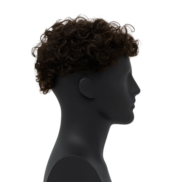 Curly Brown Hair Replacement For Men Volumizing Prosthesis, New in Box with Tape - Picture 4 of 8